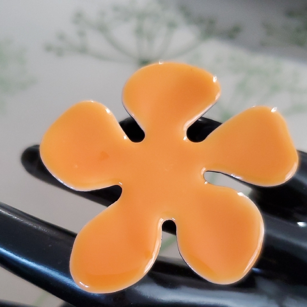 Vibrant Orange Floral Statement Ring - image 2